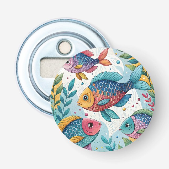 Regnbågsfisk i undervatten flasköppnare (Framsidan)