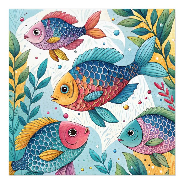 Regnbågsfisk i undervatten fototryck (Framsidan)