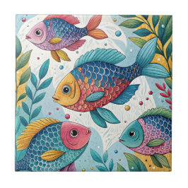 Regnbågsfisk i undervatten kakelplatta