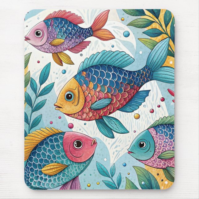 Regnbågsfisk i undervatten musmatta (Framsidan)
