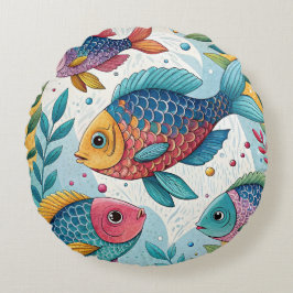 Regnbågsfisk i undervatten rund kudde