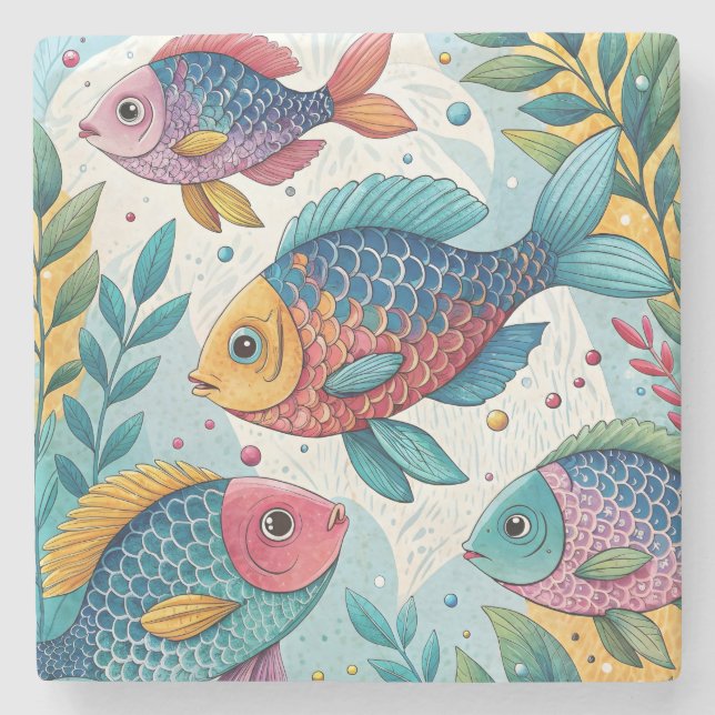 Regnbågsfisk i undervatten stenunderlägg (Framsidan)