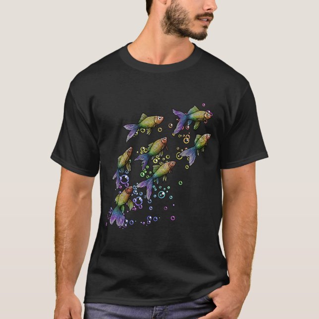 Regnbågsfisk Med Bubblor T Shirt (Framsida)