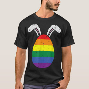 Regnbågsflagga Ägg Kaninöron Gay Pride Påsk HBTQ T Shirt