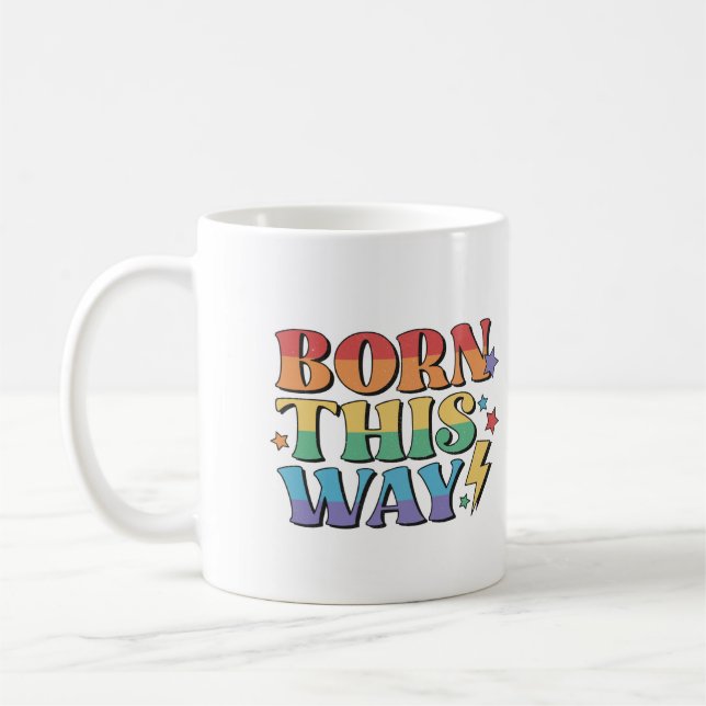 REGNBÅGSFLAGGA BORN THIS WAY RETROESTETIK '80 KAFFEMUGG (Vänster)
