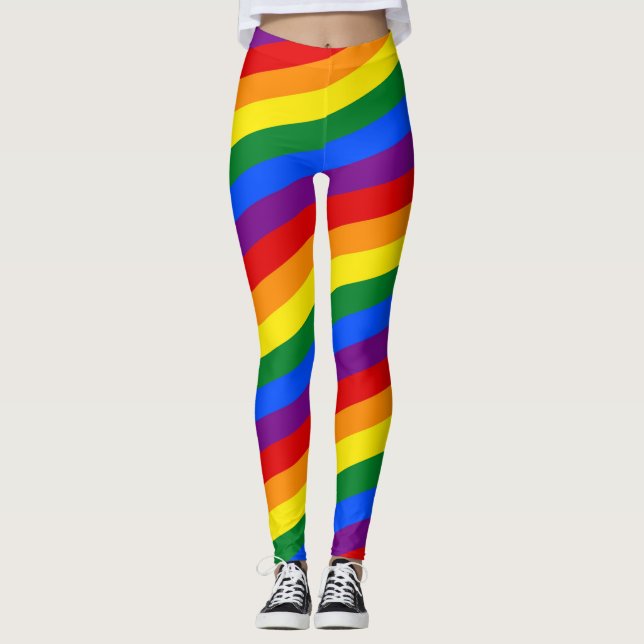 REGNBÅGSFLAGGA FÄRGER ränder + dina idéer Leggings (Framsida)
