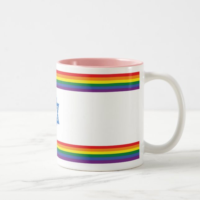 Regnbågsflagga för Israel Pride Small Två-Tonad Mugg (Höger)