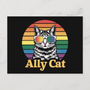 Regnbågsflagga HBTQ present för allierad katt Vykort