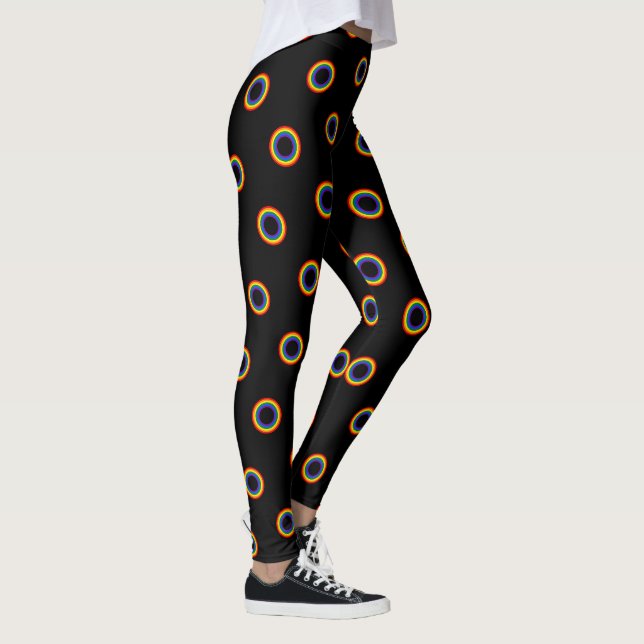 REGNBÅGSFLAGGA - RANDIGA - HBT-färger Ringar Leggings (Höger)