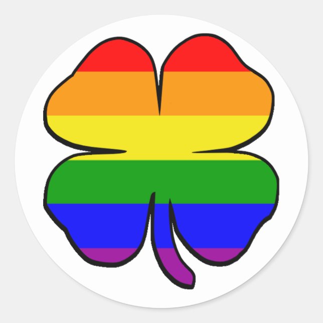 Regnbågsflagga Shamrock Runt Klistermärke (Framsida)