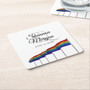 Regnbågsflaggor för gay pride bröllopsunderlägg underlägg papper kvadrat
