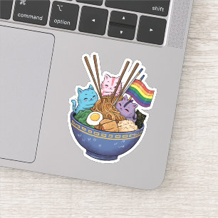 Regnbågsflaggor Katter Ramen Anime Gay Pride Month Klistermärken