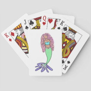 regnbågsflicka rosa blå lila grön svart lockig casinokort