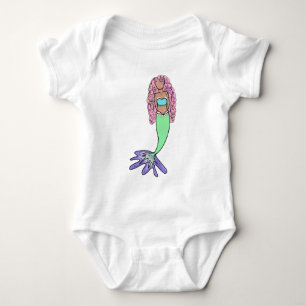 regnbågsflicka rosa blå lila grön svart lockig t shirt