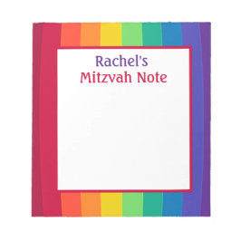 Regnbågsflickor Mitzvah-anteckningar Notisblock Anteckningsblock