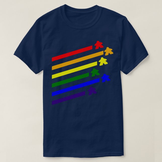 Regnbågsflygande meeples t shirt (Design framsida)