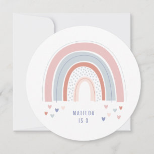 Regnbågsfödelsedag inbjudan till rosa lila + blått