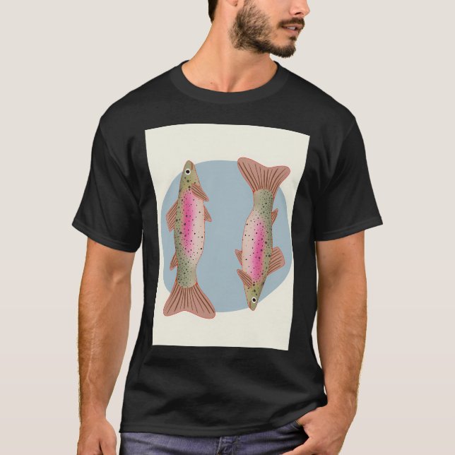 Regnbågsforell fisk illustration t shirt (Framsida)