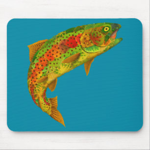 Regnbågsforell i Aspen Löv 5 Musmatta