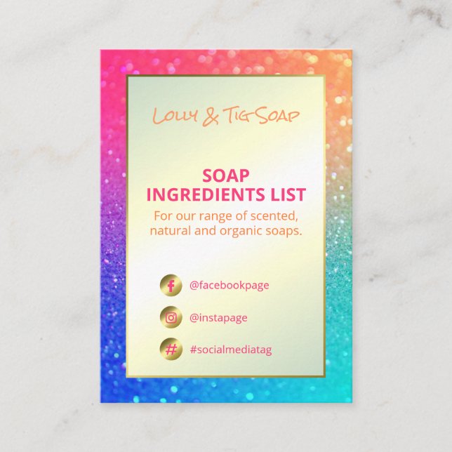 RegnbågsFrankrike Glitter Visitkort (Framsida)