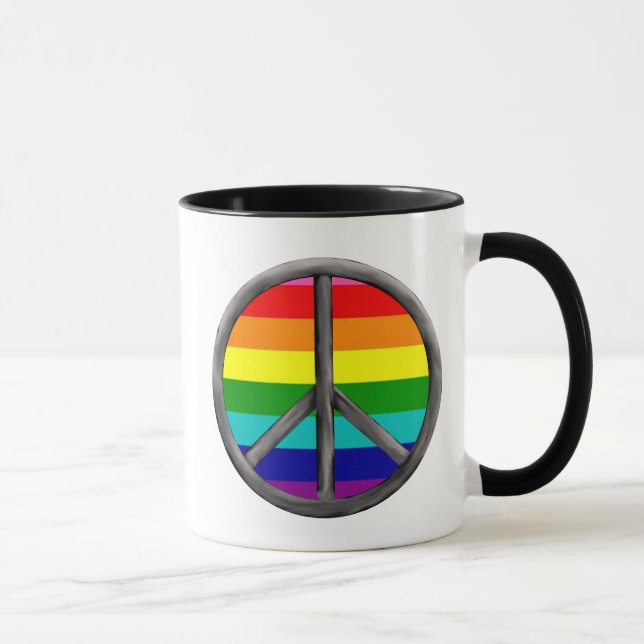 Regnbågsfredstecken HBTQ-stolthetssymbolgåva Mugg (Höger)