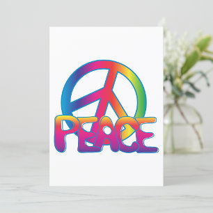 Regnbågsfredstecken Retro Hippie Inbjudningar