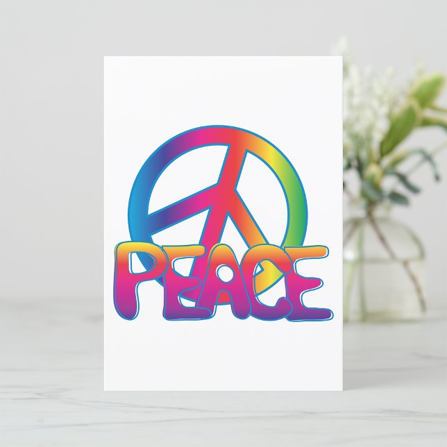 Regnbågsfredstecken Retro Hippie Inbjudningar (Skapare uppladdad)