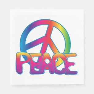 Regnbågsfredstecken Retro Hippie Pappersservett