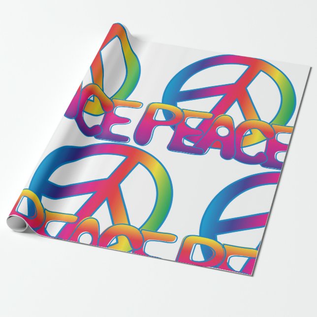 Regnbågsfredstecken Retro Hippie Presentpapper (Utrullad)