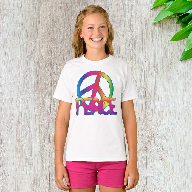 Regnbågsfredstecken Retro Hippie T Shirt (Skapare uppladdad)