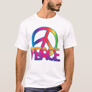 Regnbågsfredstecken Retro Hippie T Shirt