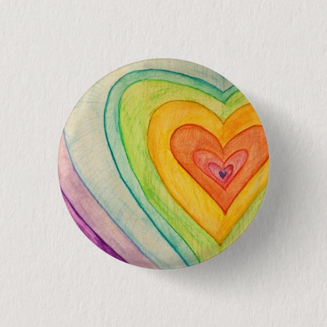 Regnbågsfrimedborgarskap Hearts Art Buttons eller  Knapp (Framsida)