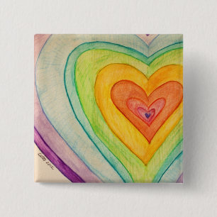 Regnbågsfrimedborgarskap Hearts Art Buttons eller Knapp