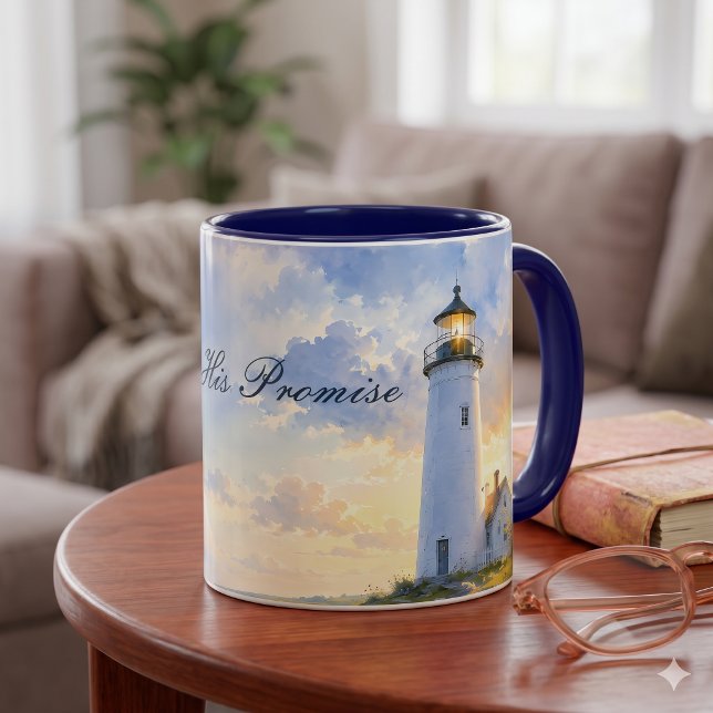 Regnbågsfyren Kustakvarell Mugg (Rainbow Lighthouse Coastal Watercolor Mug)