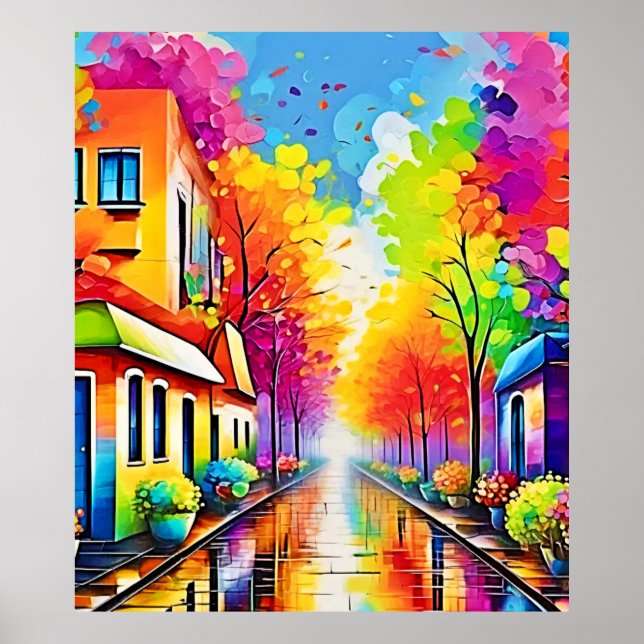 Regnbågsgata: Livlig Stad Poster (Framsidan)