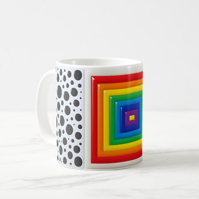 Regnbågsgeometrisk  kaffemugg (Framsida vänster)