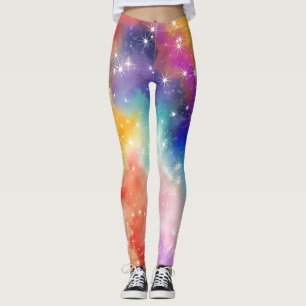 Regnbågsglittergalax Leggings