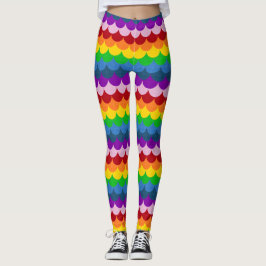 Regnbågsglittrande fjällmönster för havsfrun leggings