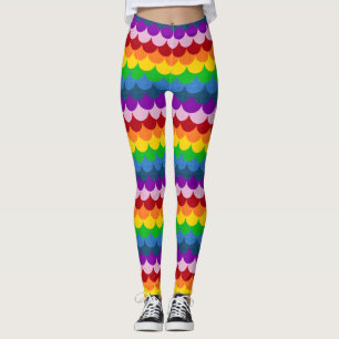 Regnbågsglittrande fjällmönster för havsfrun leggings
