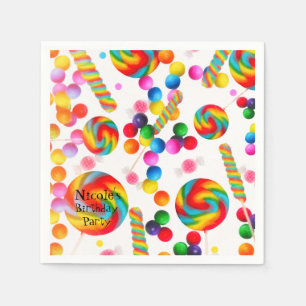 Regnbågsgodis Söt födelsedagsfest Candyland Pappersservett