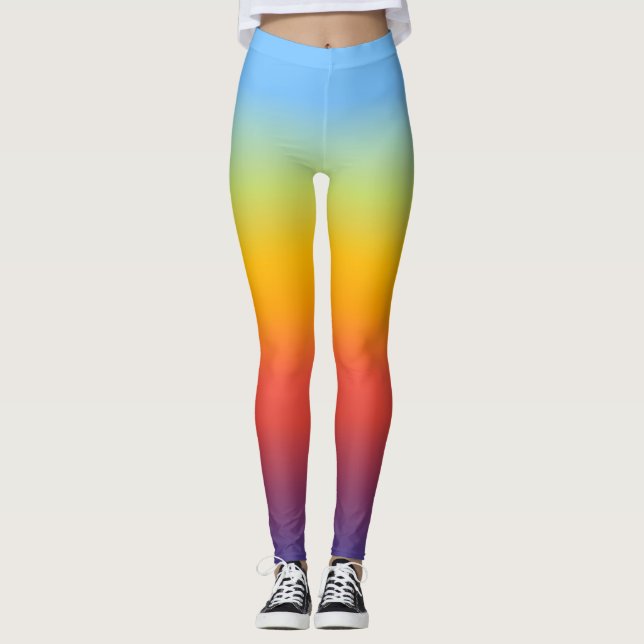 Regnbågsgradient Färgglada Ombre Atletiska Leggings (Framsida)