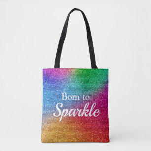 Regnbågsgradient Glitter Född att Glänsa Tygkasse