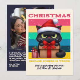 Regnbågsgrunge Rolig Katt Retro Julfotografi Julkort