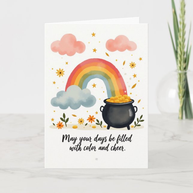 Regnbågsguld Glad Kort (Framsida)