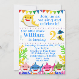 Regnbågshajar Födelsedagsfirande Inbjudningar
