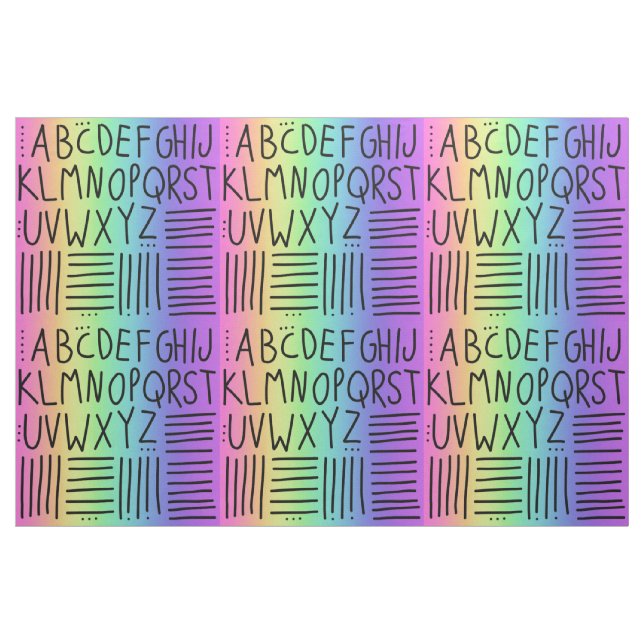 Regnbågshandskriven ABCs Fabric Tyg (Yard)