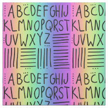 Regnbågshandskriven ABCs Fabric