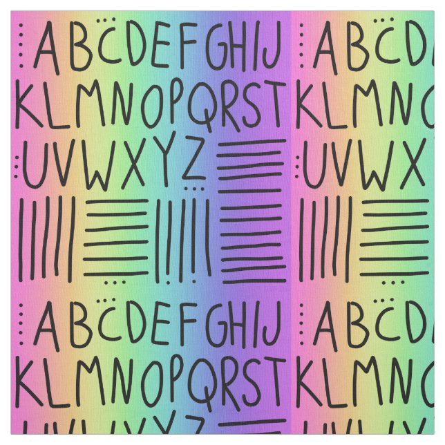 Regnbågshandskriven ABCs Fabric Tyg (Provkarta)