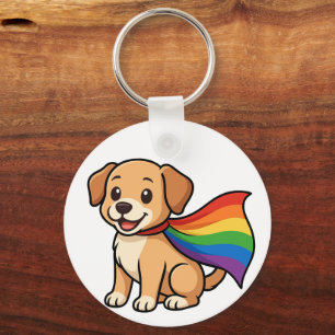 Regnbågshattvalp – HBTQ++ stolthet design Nyckelring