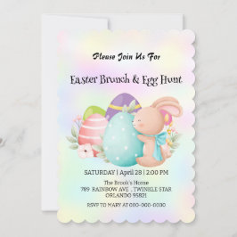 Regnbågshusjakt på ägg Glad påsk Party Inbjudningar